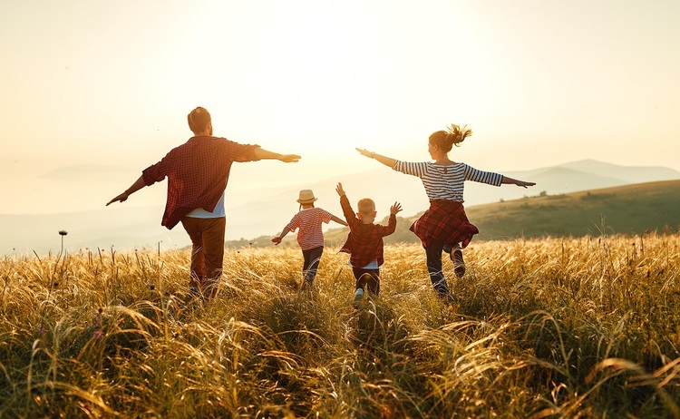 Happy Family Outside