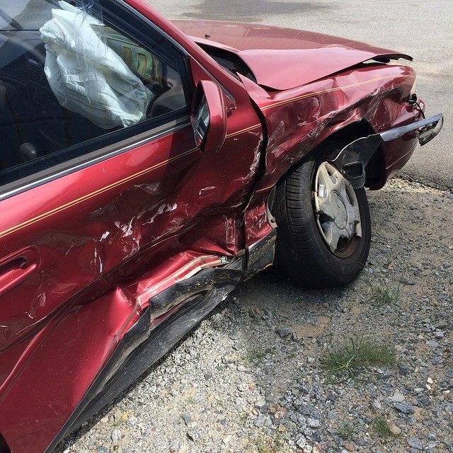 Red Totaled Car